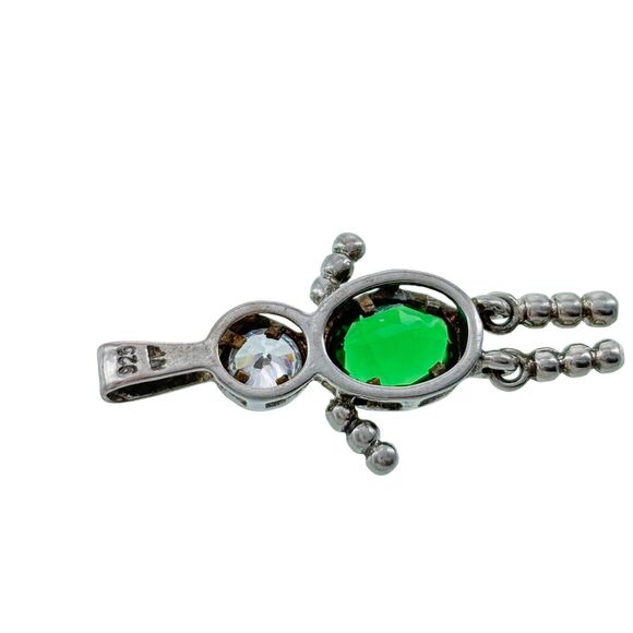 Nf Sterling Silver 925 Green Crystal Articulating Dangle Person Charm Pendant - Picture 3 of 6